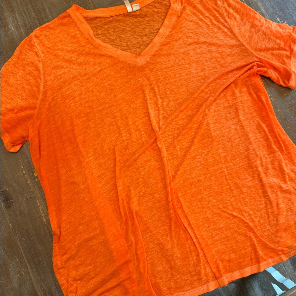 Cato Orange V-Neck Relaxed Short Sleeve Tee